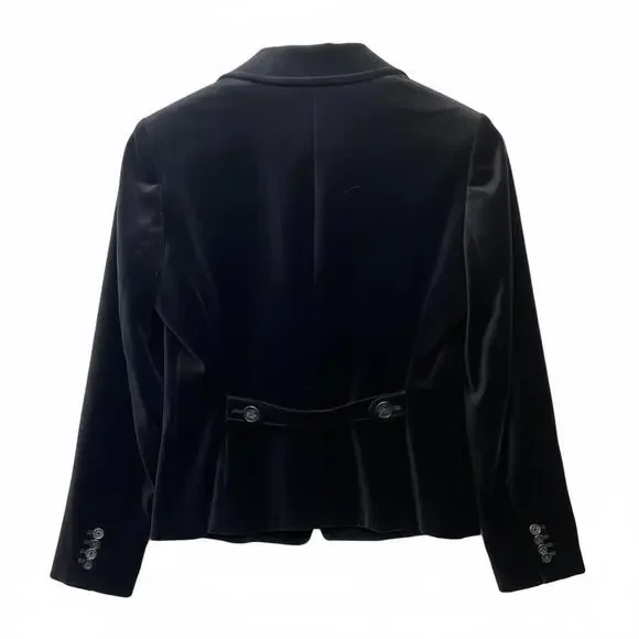 LOFT Petite Women’s Black Velvet, Three Button Blazer, Size 6P - Picture 3 of 5